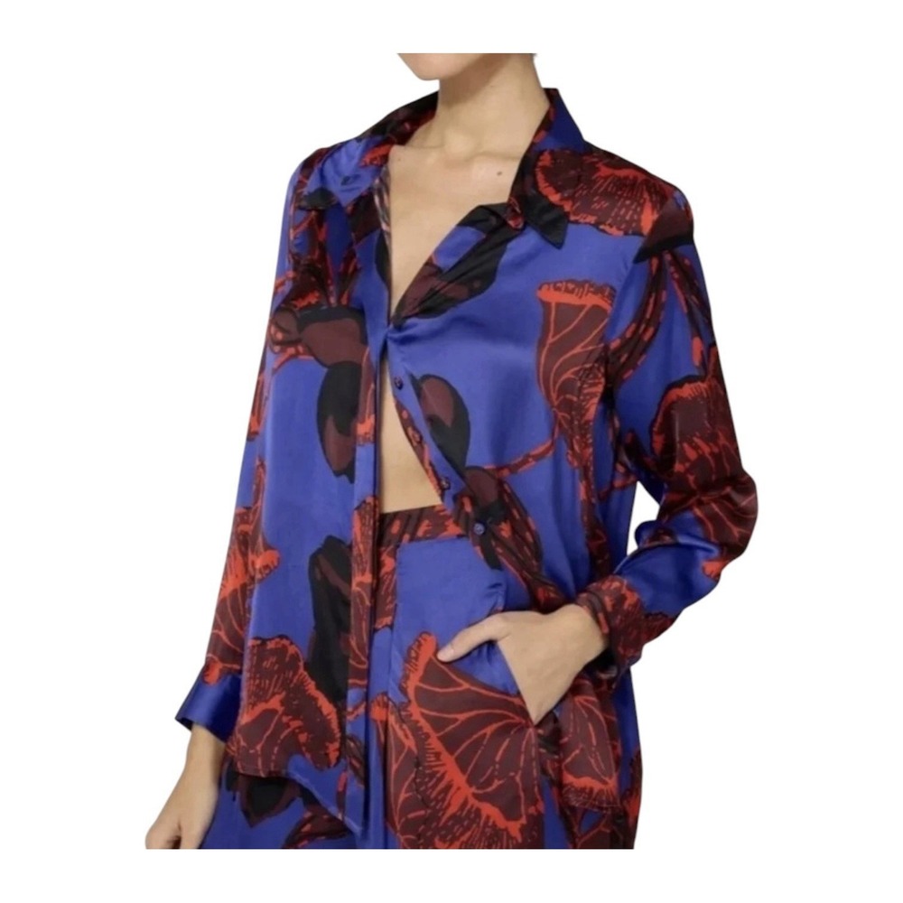 Cleobella Rosaria La Rouge Shirt Top‎ Women's Medium Floral Long Sleeve Button